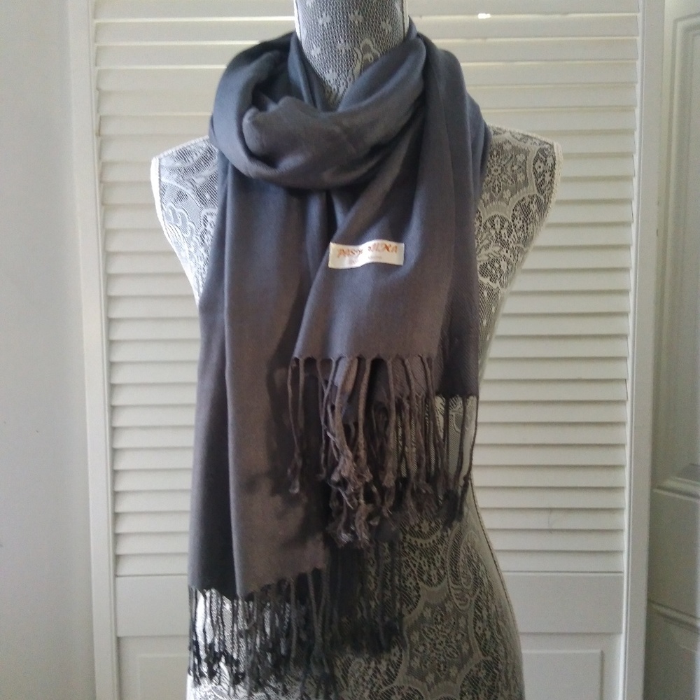 Gray 100% Pashmina Shawl 29 x 67